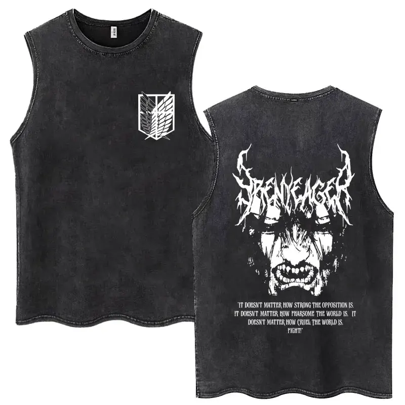 Anime Attack on Titan Eren Jaeger Washed Vintage Tank Tops Men Women 90s Manga Oversized Sleeveless T Shirt Men's Retro T-shirts
Anime Attack on Titan Eren Jaeger Washed Vintage Tank Tops Men Women 90s Manga Oversized Sleeveless T Shirt Men's Retro T-shirts