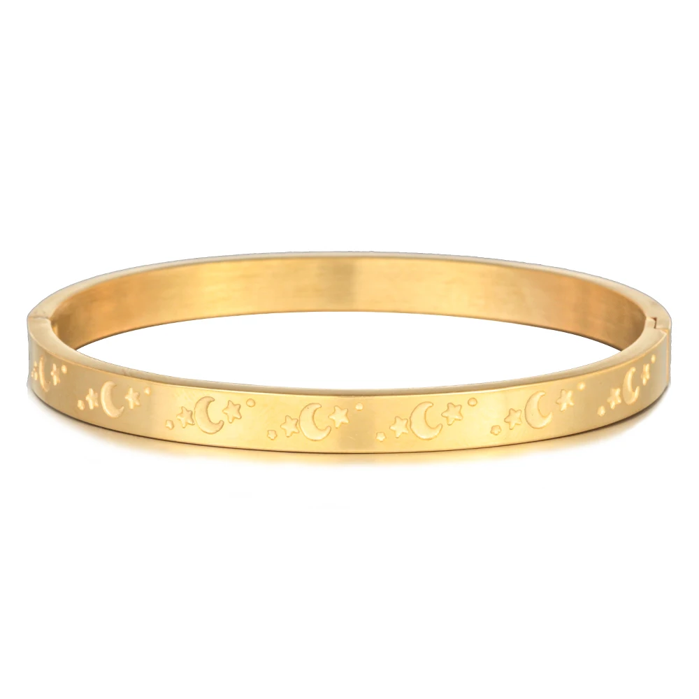New Chunky Gold Color Tarnish Free Waterproof Stainless Steel Bangle Jewelry For Woman Men Sun Moon Star Open Bangles For Girl
New Chunky Gold Color Tarnish Free Waterproof Stainless Steel Bangle Jewelry For Woman Men Sun Moon Star Open Bangles For Girl