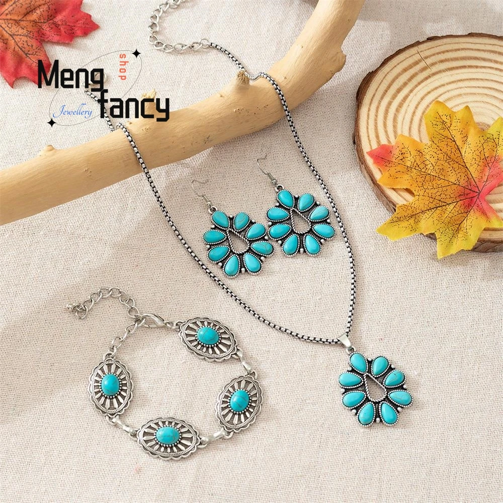Bohemian Retro Fashion Natural Turquoise Teardrop Necklace Earrings Bracelet Ethnographic Style Luxury Fine Jewelry Holiday Gift
Bohemian Retro Fashion Natural Turquoise Teardrop Necklace Earrings Bracelet Ethnographic Style Luxury Fine Jewelry Holiday Gift