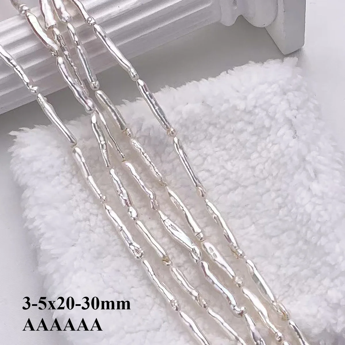 3-5x20-30mm6A Iridescent Natural Freshwater White Pearl Baroque Long Strip Bead Jewelry Make DIY Necklace Bracelet Accessories
3-5x20-30mm6A Iridescent Natural Freshwater White Pearl Baroque Long Strip Bead Jewelry Make DIY Necklace Bracelet Accessories