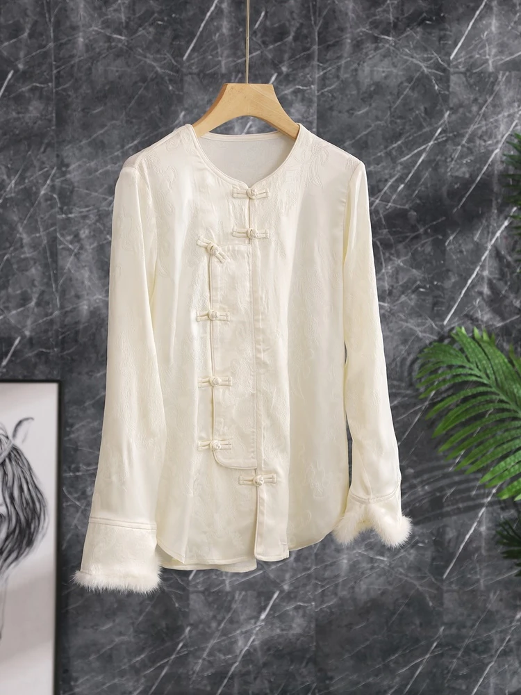 Classical Chinese Style White Moonlight Shirt Ostrich Feather Cuff Buttoned Asymmetrical Flag Dress Shirt Tang Costume Top Coat
Classical Chinese Style White Moonlight Shirt Ostrich Feather Cuff Buttoned Asymmetrical Flag Dress Shirt Tang Costume Top Coat