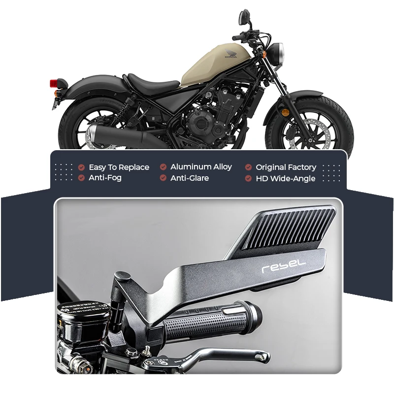 HD Wide-Angle Vision Motorcycle Wind Wing Alloy Rearview Mirror For Honda Rebel CMX 300 500 CMX300 CMX500 Riding Upgrade Mirror
HD Wide-Angle Vision Motorcycle Wind Wing Alloy Rearview Mirror For Honda Rebel CMX 300 500 CMX300 CMX500 Riding Upgrade Mirror