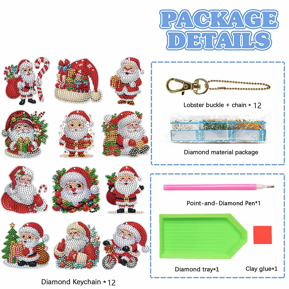 12Pcs DIY Diamond Painting Art Keychain Christmas Rhinestone Painting Keychain Pendant Pendant for Zipper Charm and Bag Charms
12Pcs DIY Diamond Painting Art Keychain Christmas Rhinestone Painting Keychain Pendant Pendant for Zipper Charm and Bag Charms