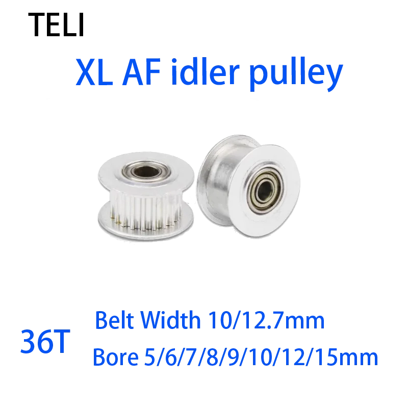 XL Timing Pulley idler pulley 36 Teeth AF Type Bore 5/6/7/8/9/10/12/15mm for XL Belt Width 10/12.7mm 36toothed belt bearing
XL Timing Pulley idler pulley 36 Teeth AF Type Bore 5/6/7/8/9/10/12/15mm for XL Belt Width 10/12.7mm 36toothed belt bearing