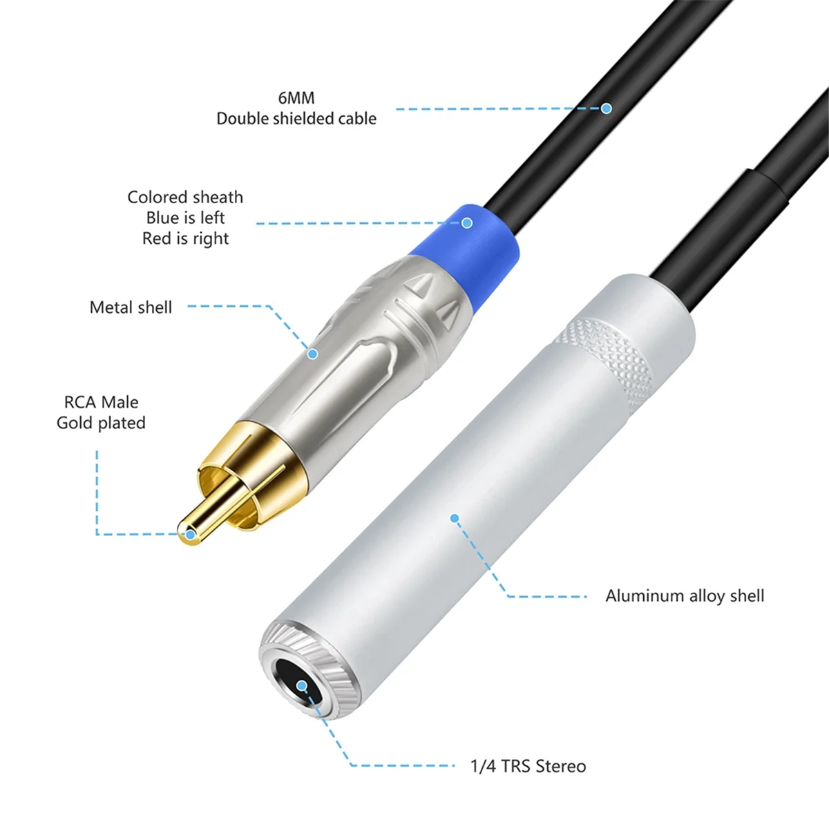 SVFE-g6.35Mm Female to 2 RCA Male Cable Stereo Audio Cable 1/4 Inch Jack to 2 RCA Audio Y Splitter
SVFE-g6.35Mm Female to 2 RCA Male Cable Stereo Audio Cable 1/4 Inch Jack to 2 RCA Audio Y Splitter