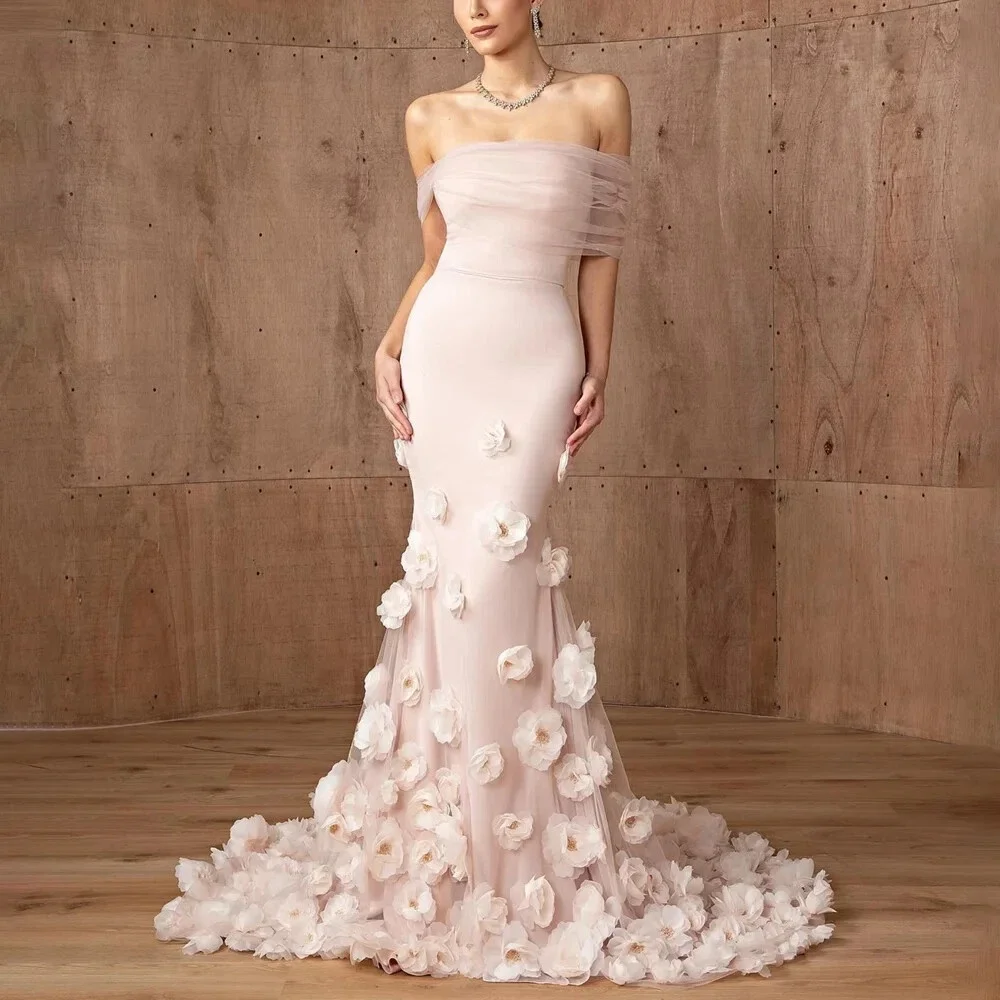 DRESS FORU Elegant Pink Evening Dress Tulle for Floor-Length One Word Collar Prom Dress Flower Robes De Soirée Customized
DRESS FORU Elegant Pink Evening Dress Tulle for Floor-Length One Word Collar Prom Dress Flower Robes De Soirée Customized