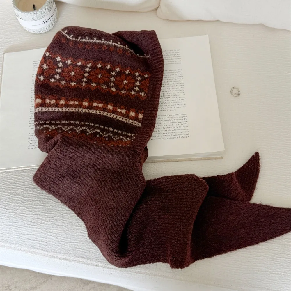 Модная шапка-пуловер, жаккардовая шапка-балаклава Fair Isle Style, красная вязаная шапка, простой шарф, шапка для защиты ушей, зима/осень
Модная шапка-пуловер, жаккардовая шапка-балаклава Fair Isle Style, красная вязаная шапка, простой шарф, шапка для защиты ушей, зима/осень