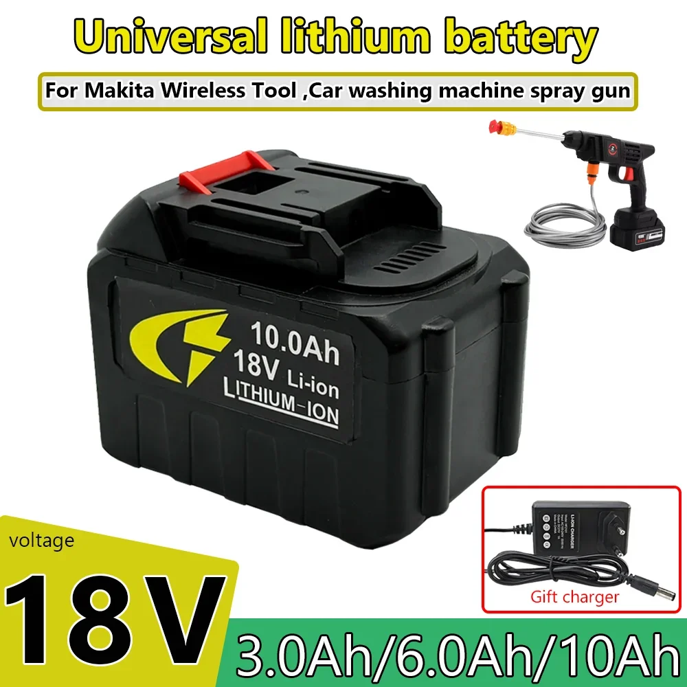 18V universal lithium battery 10Ah 6.0Ah 3.0Ah, can be used for pastoral tools, Car washing machine spray gun, watering guns
18V universal lithium battery 10Ah 6.0Ah 3.0Ah, can be used for pastoral tools, Car washing machine spray gun, watering guns