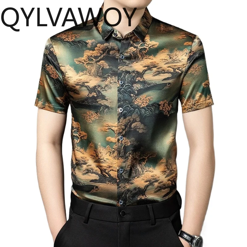 QYLVAWOY Summer Men's Shirts Short Sleeve Shirts 92.5% Mulberry Silk Thin Shirts for Man Tops Floral Camisas Masculina Shirt
QYLVAWOY Summer Men's Shirts Short Sleeve Shirts 92.5% Mulberry Silk Thin Shirts for Man Tops Floral Camisas Masculina Shirt