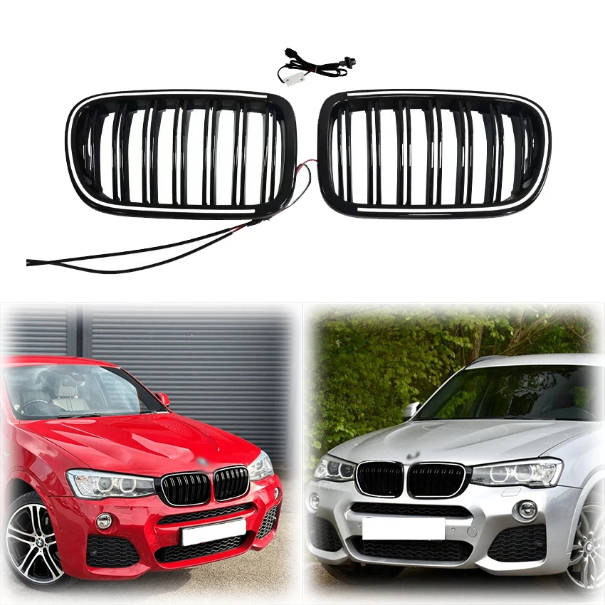 2014 To 2016 for BMW BMW X3 F25 X4 F26 M Sport Dual Line Style Front Bumper LED Grill Light Grills Lamp Grilles Gloss Black
2014 To 2016 for BMW BMW X3 F25 X4 F26 M Sport Dual Line Style Front Bumper LED Grill Light Grills Lamp Grilles Gloss Black