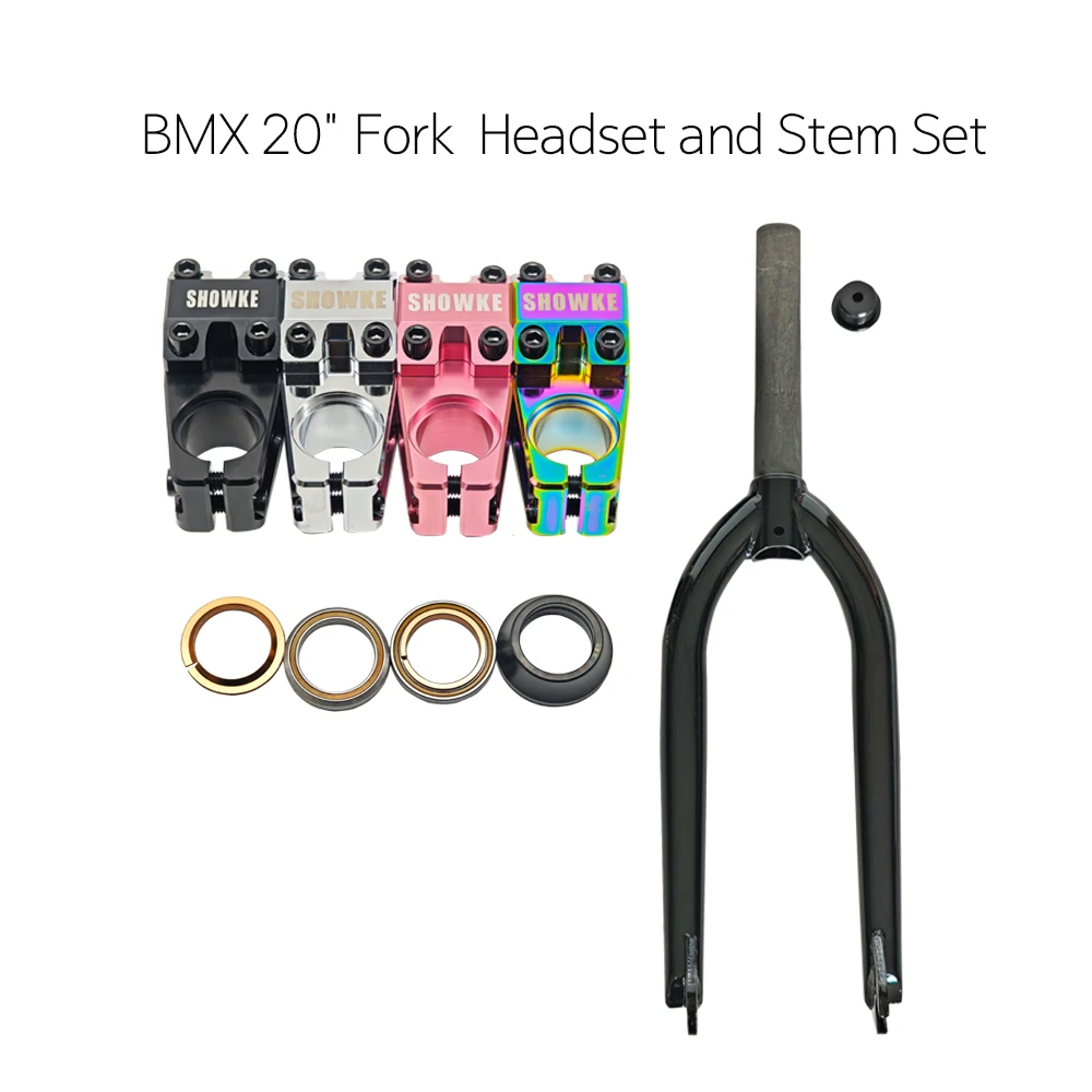 20" BMX Fork Set - High Strength CRMO Material, 100mm Axle Spacing, 163mm Steerer Tube with Stem & Headset
20" BMX Fork Set - High Strength CRMO Material, 100mm Axle Spacing, 163mm Steerer Tube with Stem & Headset