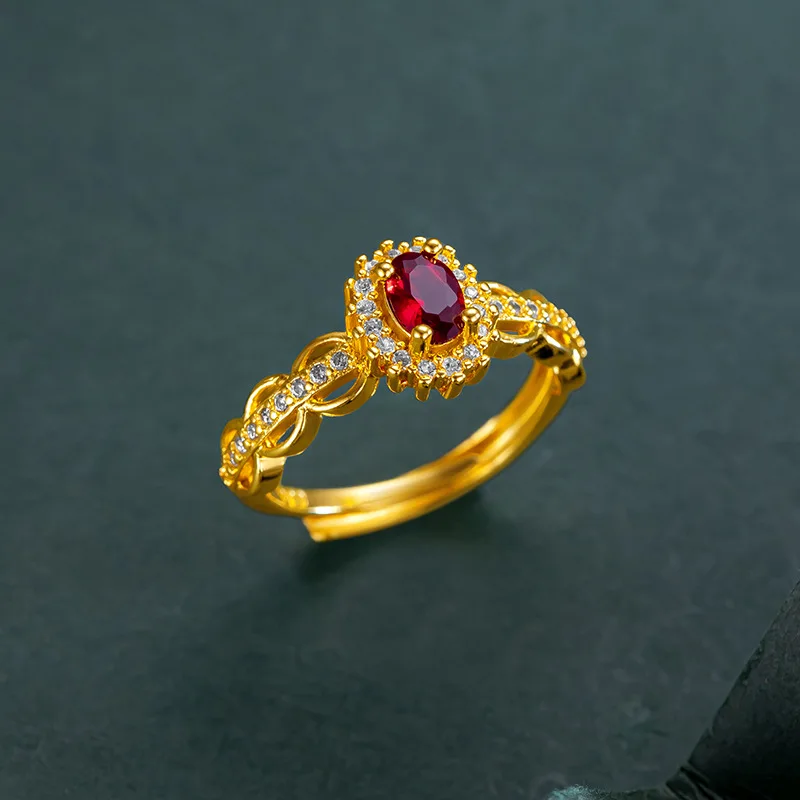 Luxury 24K 9999 Pure Gold real gold Vintage Lace Red Diamond Women's Ring Adjustable Women's Ring for Lover Gift
Luxury 24K 9999 Pure Gold real gold Vintage Lace Red Diamond Women's Ring Adjustable Women's Ring for Lover Gift