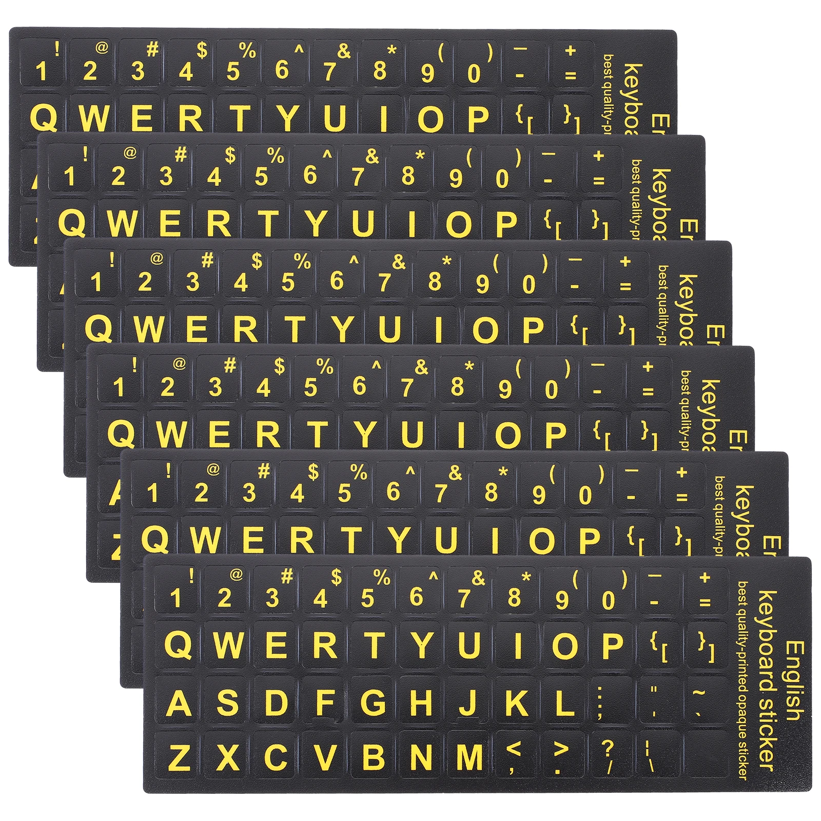 6 Sheets Universal English Keyboard Stickers Simple Stylish Yellow Font Easy Distinguish High Durability Practical Computer
6 Sheets Universal English Keyboard Stickers Simple Stylish Yellow Font Easy Distinguish High Durability Practical Computer