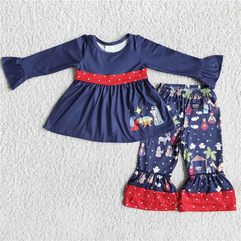 New spring fashion Girls Blue Long Sleeve Jesus Christmas Trousers Wholesale Boutique Baby Girls Children Clothing Outfits
New spring fashion Girls Blue Long Sleeve Jesus Christmas Trousers Wholesale Boutique Baby Girls Children Clothing Outfits