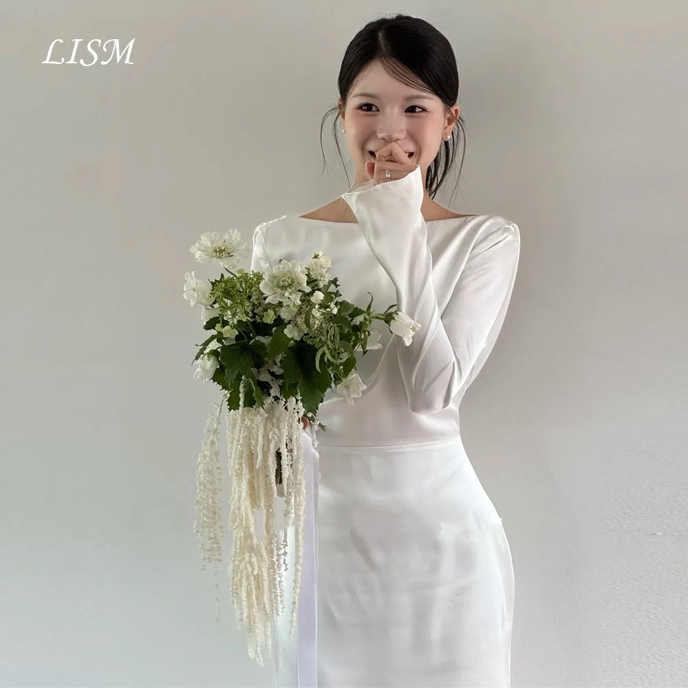 LISM Boat Neck Korea Sheath Wedding Dresses 웨딩드레스 Silk Satin Ivory Long Sleeves Customized Pretty Bride Gowns Plus Size
LISM Boat Neck Korea Sheath Wedding Dresses 웨딩드레스 Silk Satin Ivory Long Sleeves Customized Pretty Bride Gowns Plus Size
