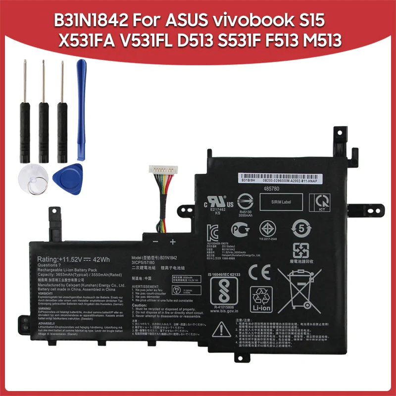 Сменный аккумулятор премиум-класса B31N1842 для ASUS VivoBook S15 D513I F513IA M513IA M513UA V531FA V531FL S531FA K513EA X531FA 3350 мАч
Сменный аккумулятор премиум-класса B31N1842 для ASUS VivoBook S15 D513I F513IA M513IA M513UA V531FA V531FL S531FA K513EA X531FA 3350 мАч