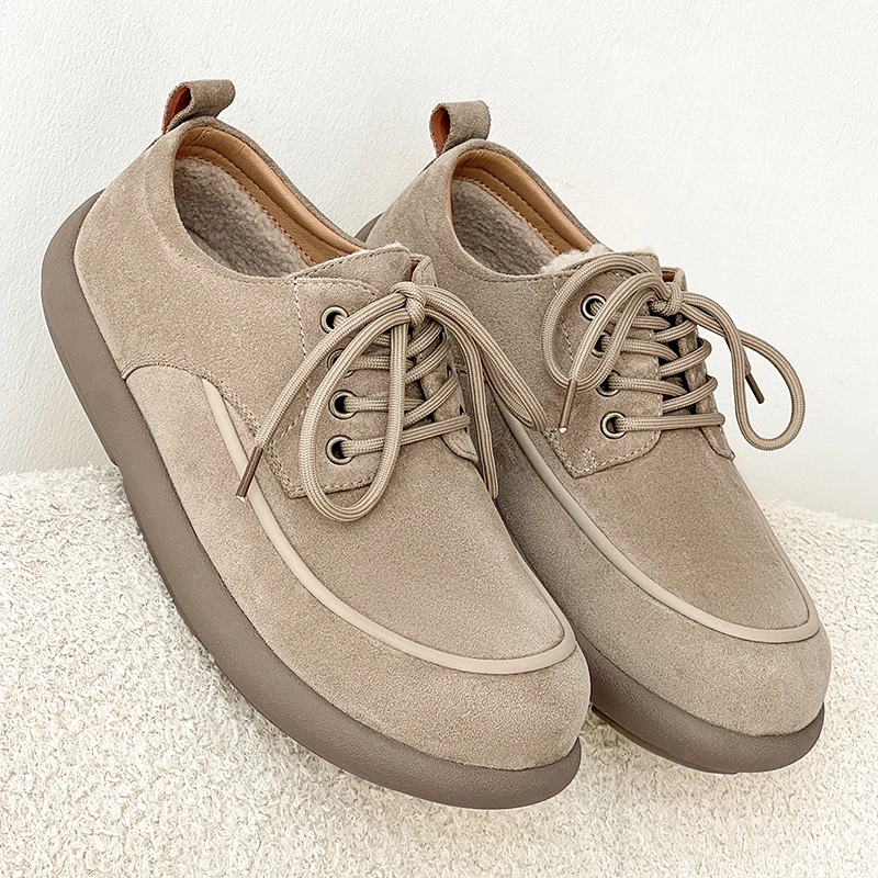 Winter Suede Leather Men's Boots Platform Warm Fur Lined Ankle Short Lace Up Flats Concise Plush Casual Work Shoes Botas 2025
Winter Suede Leather Men's Boots Platform Warm Fur Lined Ankle Short Lace Up Flats Concise Plush Casual Work Shoes Botas 2025