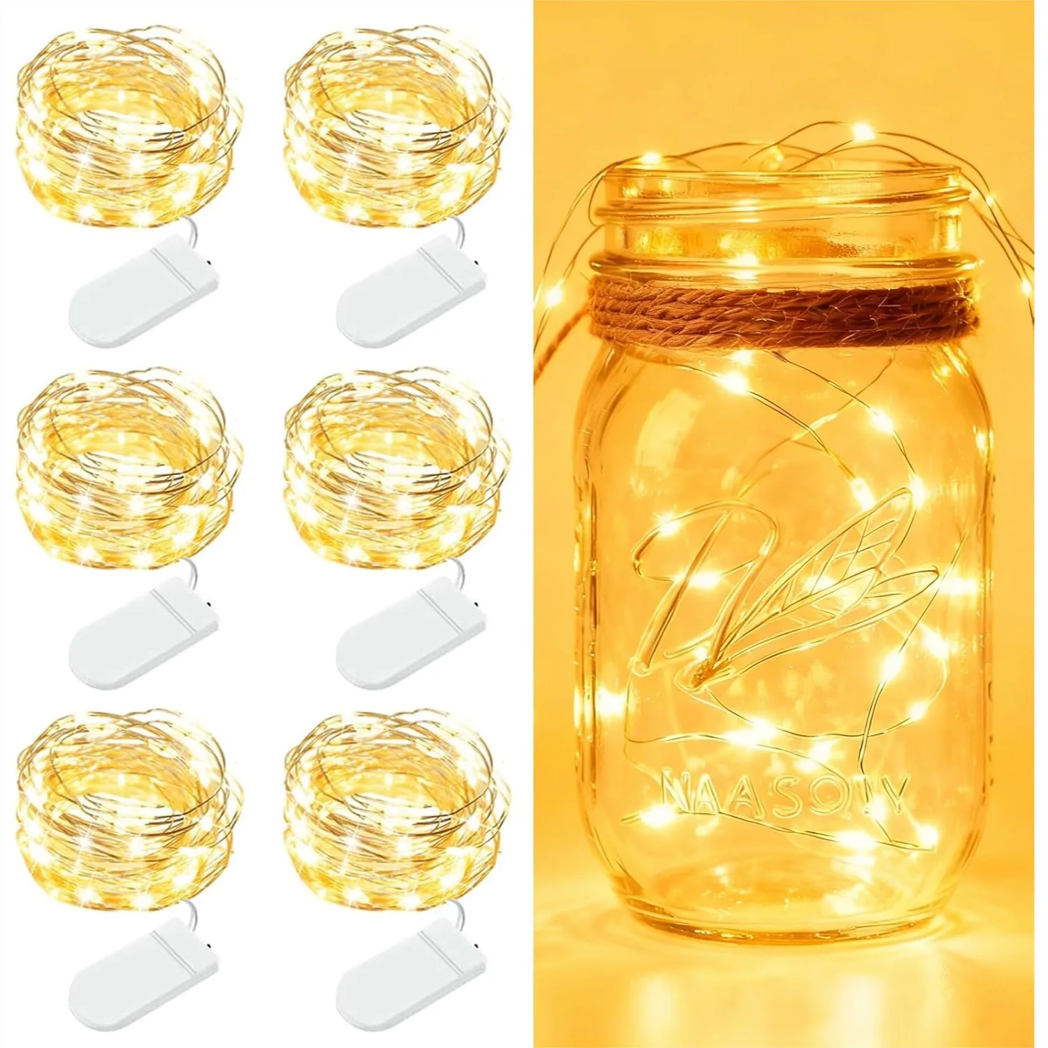 6 Pack 7FT 20 LED Battery Operated Fairy Lights With Copper Wire For Mason Jars DIY Crafts Christmas Wedding Party Centerpiece Table Decor Warm White
6 Pack 7FT 20 LED Battery Operated Fairy Lights With Copper Wire For Mason Jars DIY Crafts Christmas Wedding Party Centerpiece Table Decor Warm White