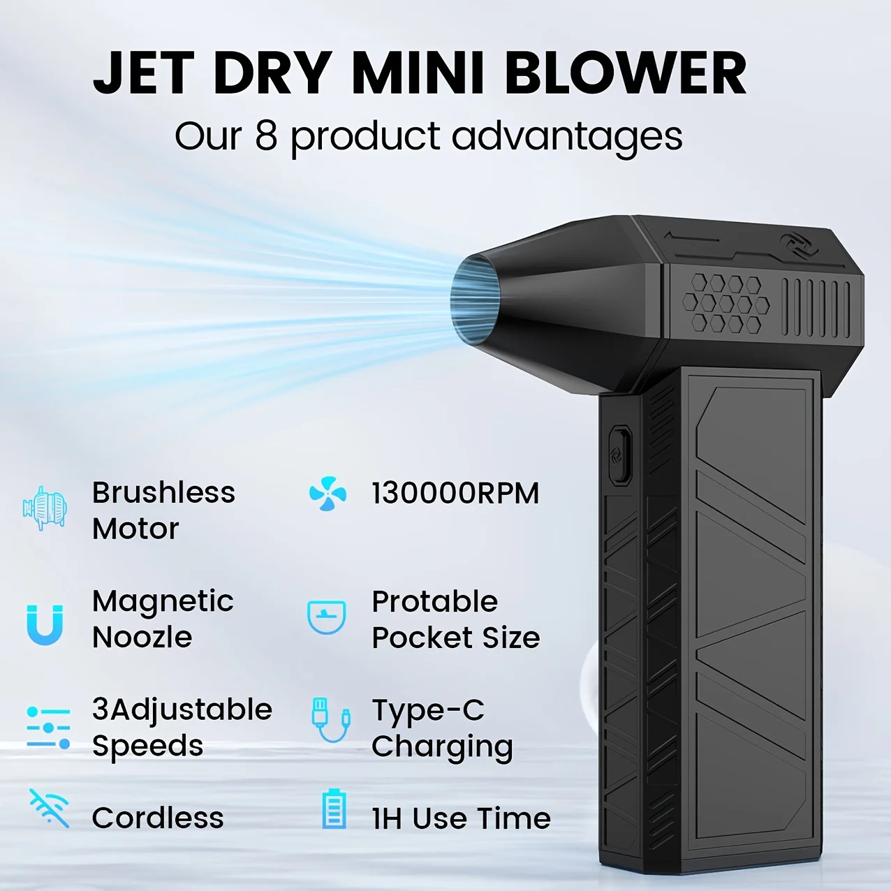 Высокоскоростной вентилятор 130000 об/мин, портативный уличный вентилятор сгорания, 3-скоростная регулируемая скорость ветра, подходит для очистки пыли автомобиля
Высокоскоростной вентилятор 130000 об/мин, портативный уличный вентилятор сгорания, 3-скоростная регулируемая скорость ветра, подходит для очистки пыли автомобиля