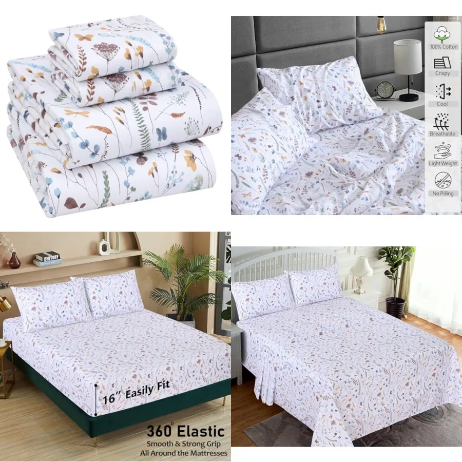 100 Cotton Percale Sheets Size Crisp Cooling Bed Sheets for Hot Sleepers, Deep Pocket 16, Soft Breathable Durable Hotel-Style 4
100 Cotton Percale Sheets Size Crisp Cooling Bed Sheets for Hot Sleepers, Deep Pocket 16, Soft Breathable Durable Hotel-Style 4