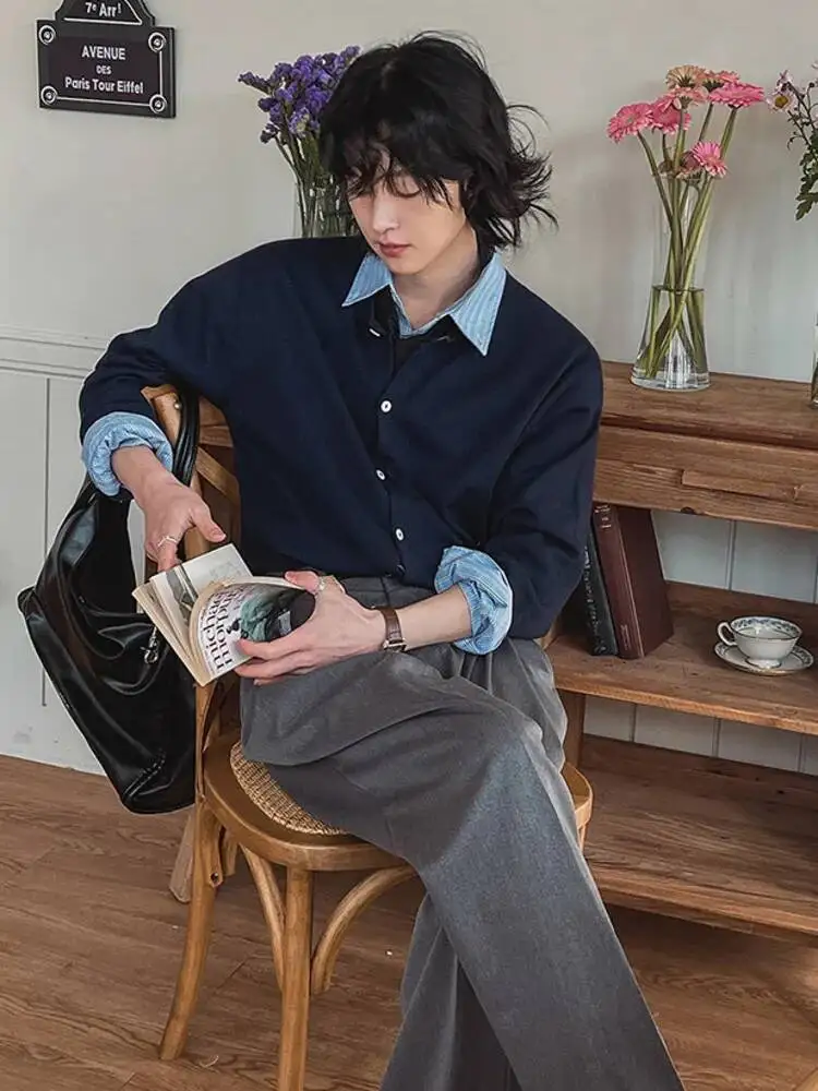 Осень 202, мужские свободные свитера в корейском стиле, однотонные однобортные вязаные свитера с круглым воротником, мужской кардиган
Осень 202, мужские свободные свитера в корейском стиле, однотонные однобортные вязаные свитера с круглым воротником, мужской кардиган