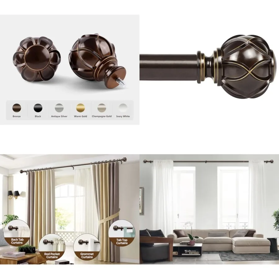 1 Inch Extra Long Curtain Rod 140 to 195 Inch Bronze Heavy Duty Curtain Rods for Windows 120 to 170 Inch, Adjustable Drapery Ro
1 Inch Extra Long Curtain Rod 140 to 195 Inch Bronze Heavy Duty Curtain Rods for Windows 120 to 170 Inch, Adjustable Drapery Ro