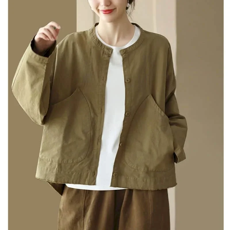 Pop Cotton Jackets For Women Korean Style Loose Solid Workwear Cardigans Long Sleeved Single Breasted Coats Vintage Women Clothi
Pop Cotton Jackets For Women Korean Style Loose Solid Workwear Cardigans Long Sleeved Single Breasted Coats Vintage Women Clothi