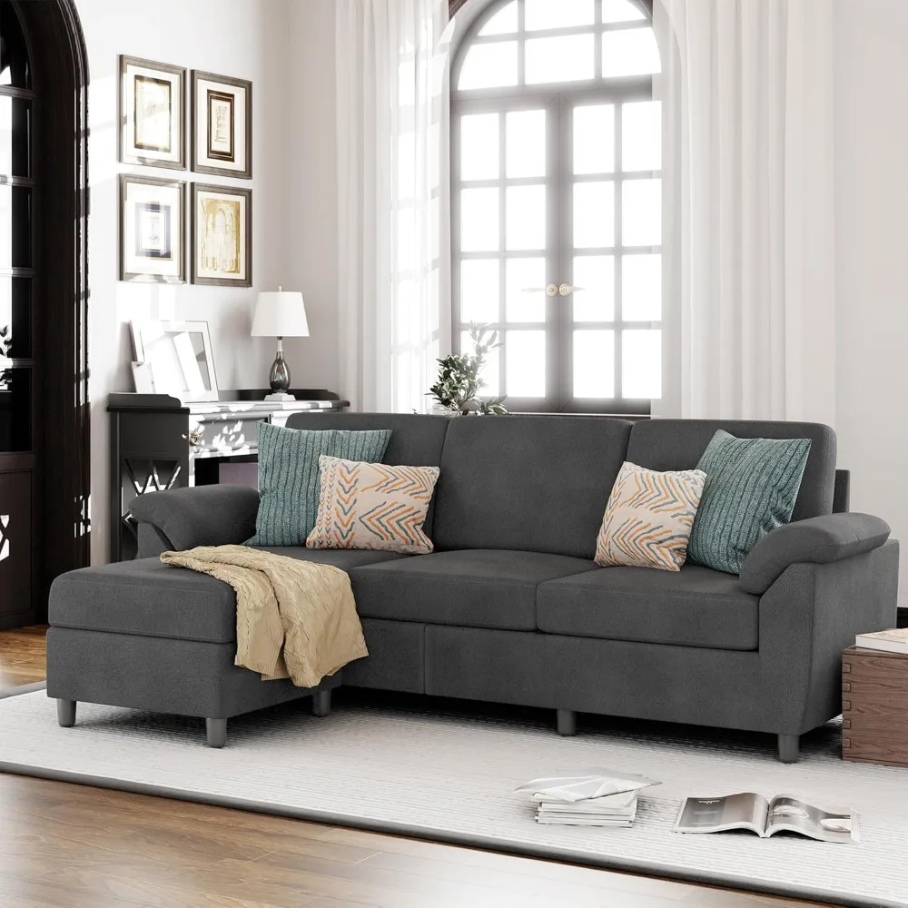 79" Convertible Sectional Sofa Couch, 3 Seat L Shaped Sofa with Removable Pillows Linen Fabric Small Couch Mid Century
79" Convertible Sectional Sofa Couch, 3 Seat L Shaped Sofa with Removable Pillows Linen Fabric Small Couch Mid Century