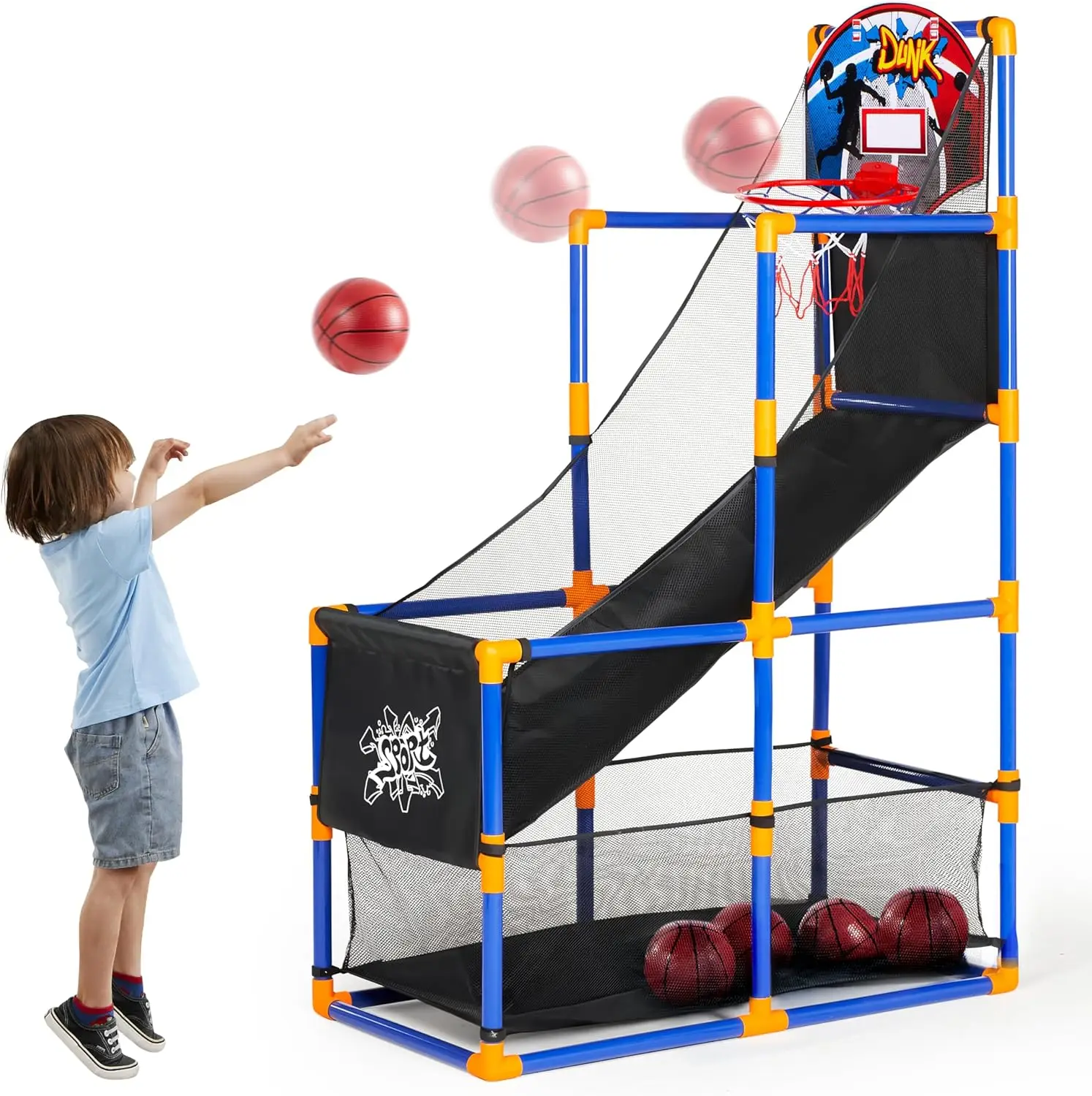 Arcade Basketball Game Set with 4 Balls & Hoop for Kids 3+ Indoor Outdoor
Arcade Basketball Game Set with 4 Balls & Hoop for Kids 3+ Indoor Outdoor