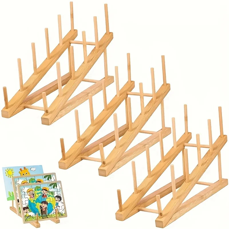 3-Pack Bamboo Puzzle Organizer Stands - Trapezoid Wood Display Rack for Desktop, Adult Craft Storage - Easy Assembly
3-Pack Bamboo Puzzle Organizer Stands - Trapezoid Wood Display Rack for Desktop, Adult Craft Storage - Easy Assembly