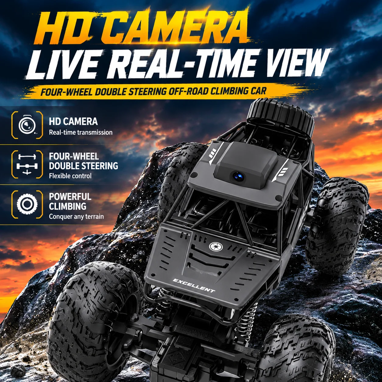 Alloy RC Car With Display Camera WiFi Remote Control Off-Road Climbing Toy For Boys Includes Memory Card And Reader
Alloy RC Car With Display Camera WiFi Remote Control Off-Road Climbing Toy For Boys Includes Memory Card And Reader