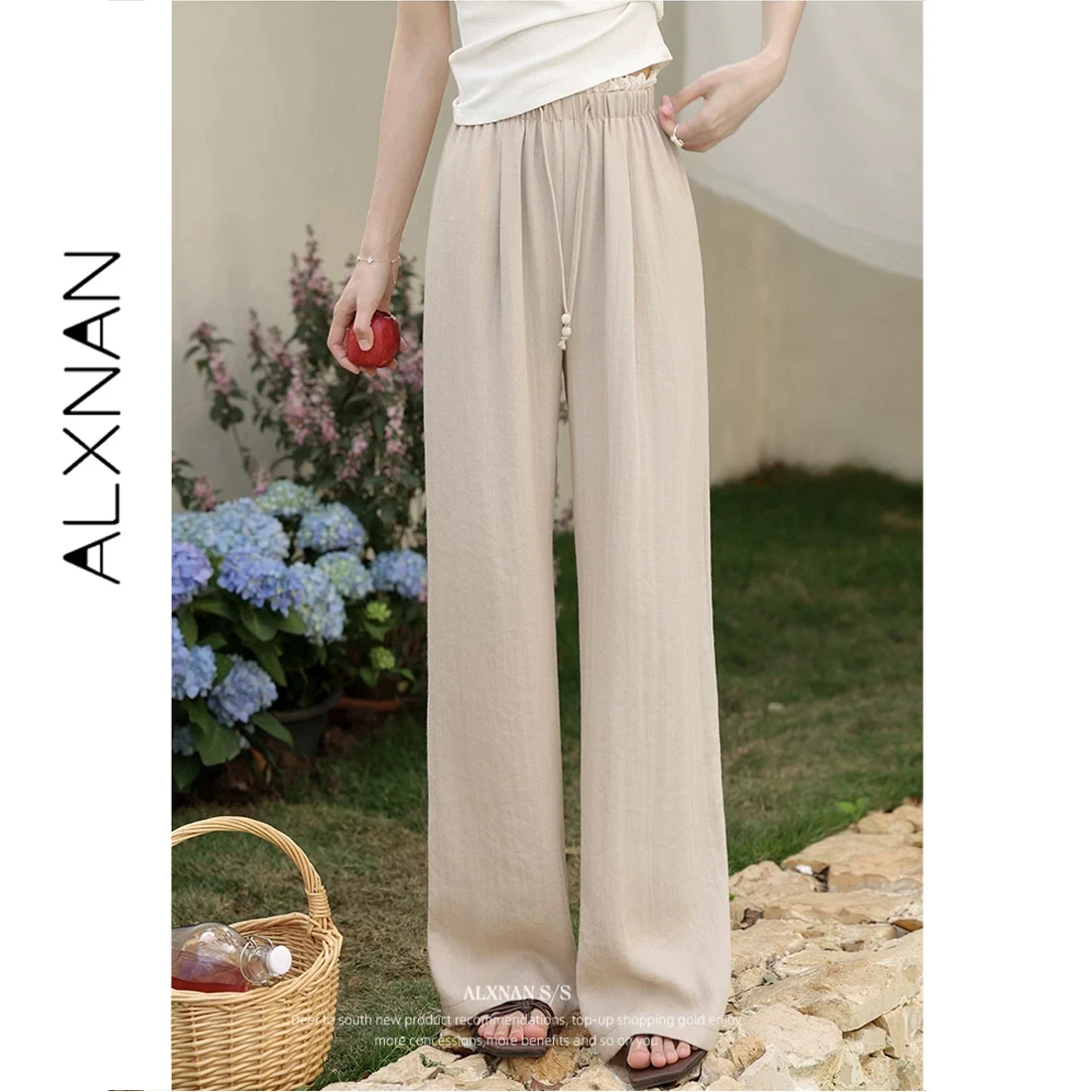 ALXNAN Summer Women's Apricot Pants High Waist Elastic Waist Baggy Pants Straight Wide Leg Elegant Casual Loose Trousers L53563
ALXNAN Summer Women's Apricot Pants High Waist Elastic Waist Baggy Pants Straight Wide Leg Elegant Casual Loose Trousers L53563