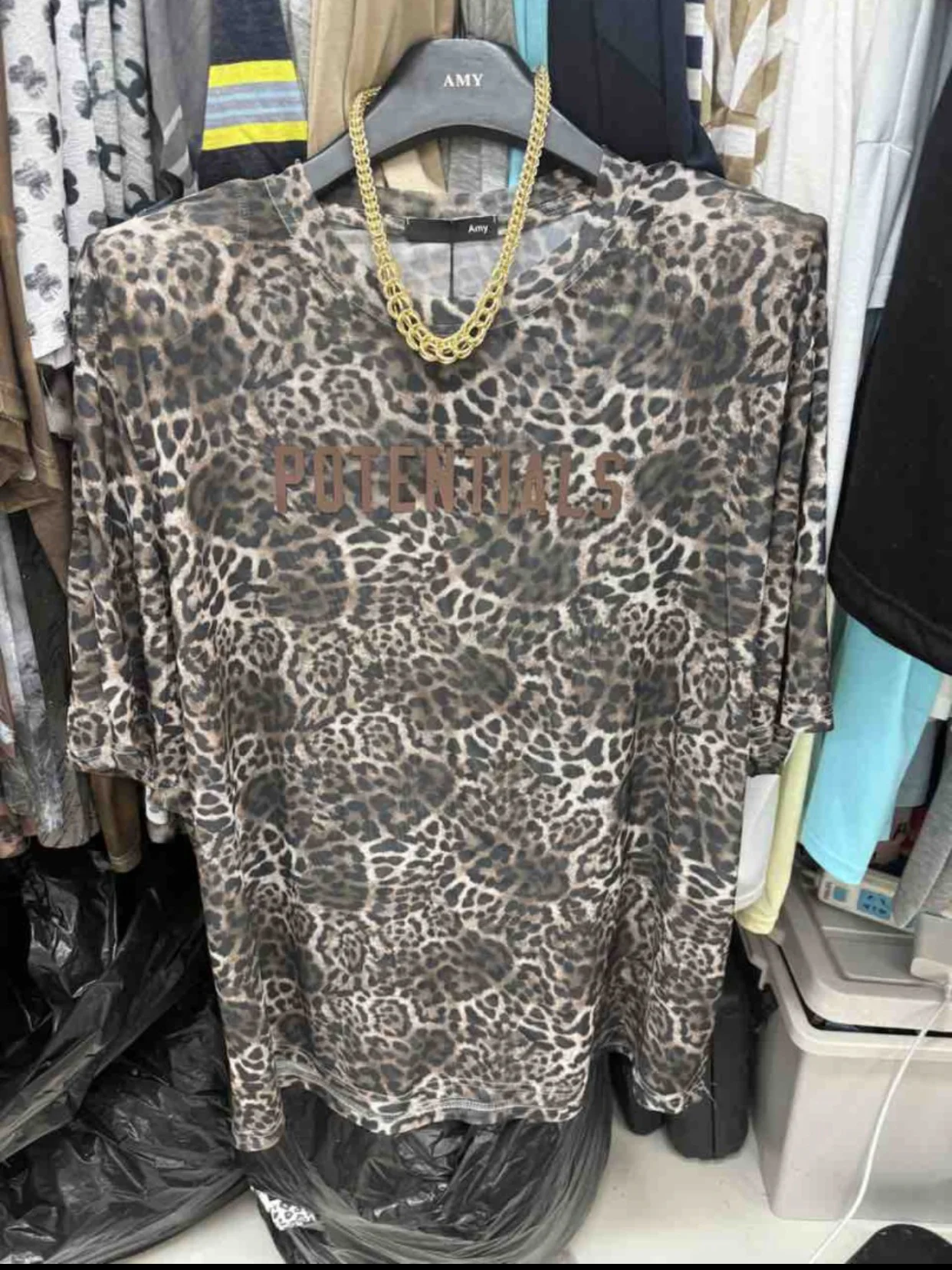 Amy American Retro Leopard Print Mesh round Neck Padded Shoulder Short Sleeve Women's Loose Summer Slimming Top T-shirt
Amy American Retro Leopard Print Mesh round Neck Padded Shoulder Short Sleeve Women's Loose Summer Slimming Top T-shirt