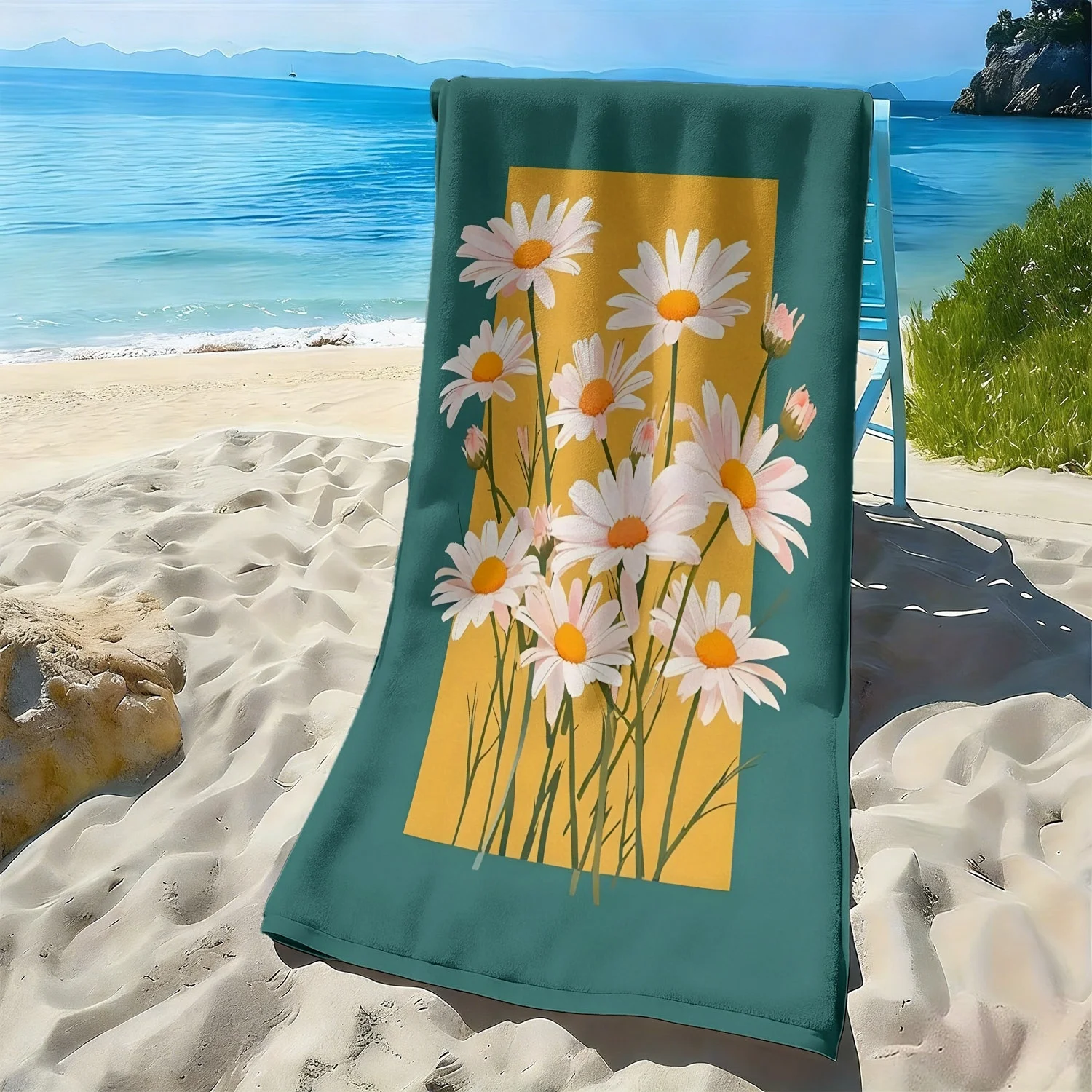 Fresh flower field with daisy pattern polyester microfiber beach towel is highly absorbent, suitable swimming and beach outings
Fresh flower field with daisy pattern polyester microfiber beach towel is highly absorbent, suitable swimming and beach outings
