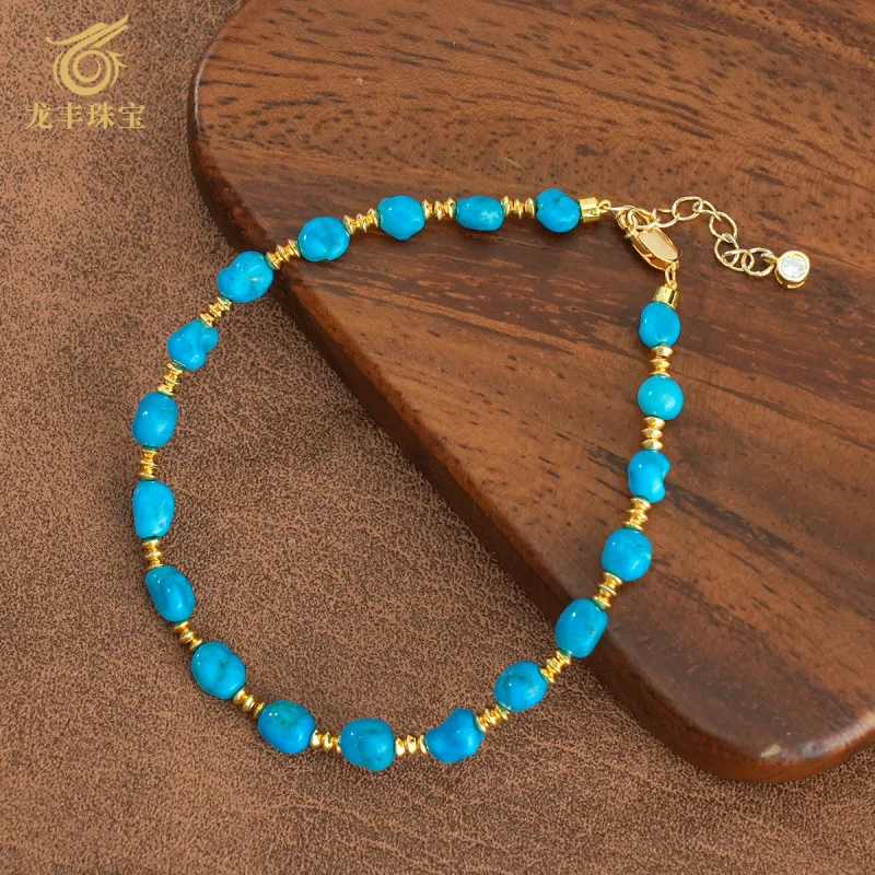 Natural Green Turquoise Bracelet Women S925 Silver Plated with 18k Gold
Natural Green Turquoise Bracelet Women S925 Silver Plated with 18k Gold