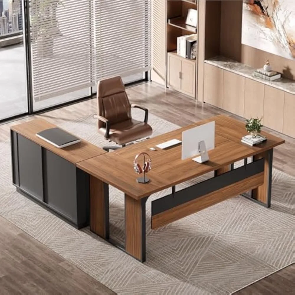 63‘’ L-Shaped Executive Desk, Office Table with 47'' Drawers Cabinet, Large Computer Desk with Storage Shelves, Business Furnit
63‘’ L-Shaped Executive Desk, Office Table with 47'' Drawers Cabinet, Large Computer Desk with Storage Shelves, Business Furnit