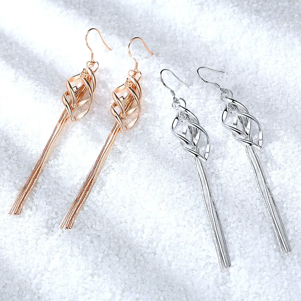 925 Sterling Silver Long Tassels Drop Earrings For Women Jewelry Fashion Elegant Engagement Wedding Accessories
925 Sterling Silver Long Tassels Drop Earrings For Women Jewelry Fashion Elegant Engagement Wedding Accessories
