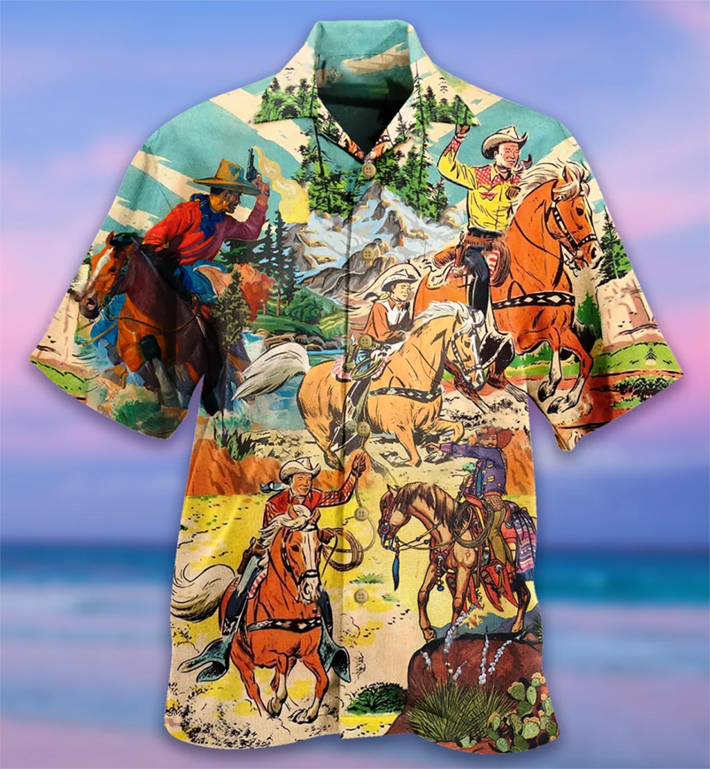 Hawaii Men's Shirt Cowboy Painting Short Sleeve Cuban Shirt 3D Print Summer Holiday ButtonTops for Men And Women
Hawaii Men's Shirt Cowboy Painting Short Sleeve Cuban Shirt 3D Print Summer Holiday ButtonTops for Men And Women