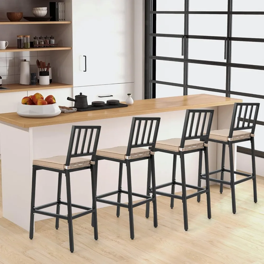 4 PCS Patio Bar Chairs, Heavy-Duty Metal Frame Bar Stools, Indoor Outdoor All-Weather Resistant Barstools with Detachable
4 PCS Patio Bar Chairs, Heavy-Duty Metal Frame Bar Stools, Indoor Outdoor All-Weather Resistant Barstools with Detachable