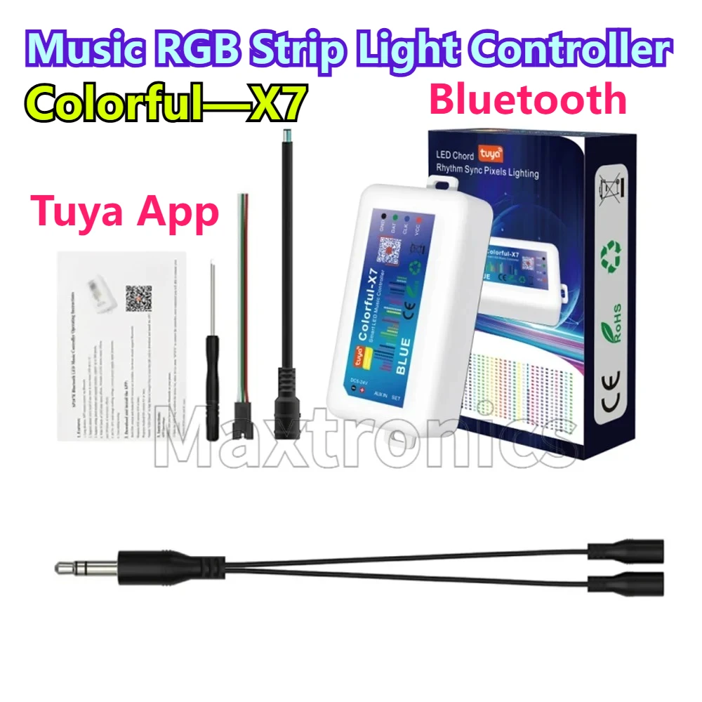WS2812B Музыкальная RGB-лента Контроллер освещения Smart Tuya App Bluetooth-управление Красочный — X7 DC5V-24V для адресации WS2811 SK6812
WS2812B Музыкальная RGB-лента Контроллер освещения Smart Tuya App Bluetooth-управление Красочный — X7 DC5V-24V для адресации WS2811 SK6812