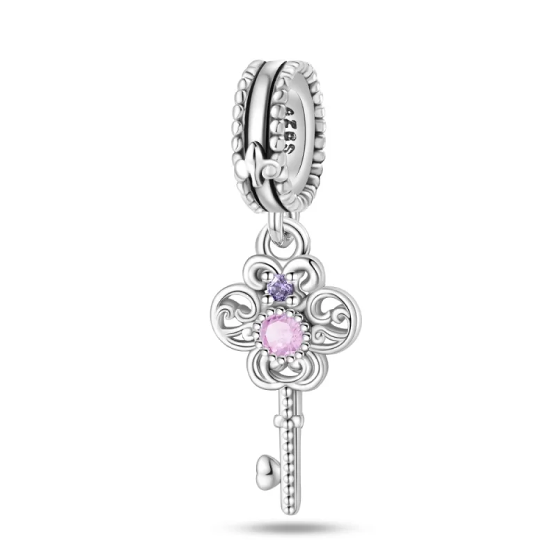 925 Sterling Silver Romantic Classical Key Charms Pendant Zircon Dangle Fit 3mm Original Bracelet DIY Women Party Jewelry Gift
925 Sterling Silver Romantic Classical Key Charms Pendant Zircon Dangle Fit 3mm Original Bracelet DIY Women Party Jewelry Gift
