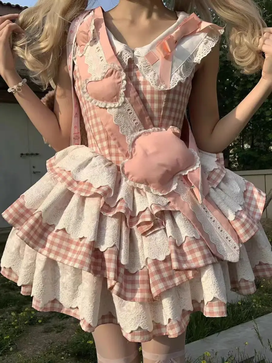 Vintage Elegant Lace Ruffles Princess Party Dress Cute Plaid Patchwork Mini Dresses Japanese Sweet Lolita Dress Kawaii Women
Vintage Elegant Lace Ruffles Princess Party Dress Cute Plaid Patchwork Mini Dresses Japanese Sweet Lolita Dress Kawaii Women