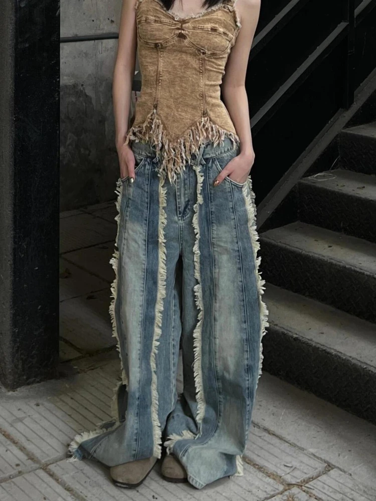 HOUZHOU Vintage Washed Y2k Jeans Women Blue Grunge Wide Leg Aesthetic Denim Trousers Patchwork High Waist Baggy Jeans Streetwear
HOUZHOU Vintage Washed Y2k Jeans Women Blue Grunge Wide Leg Aesthetic Denim Trousers Patchwork High Waist Baggy Jeans Streetwear