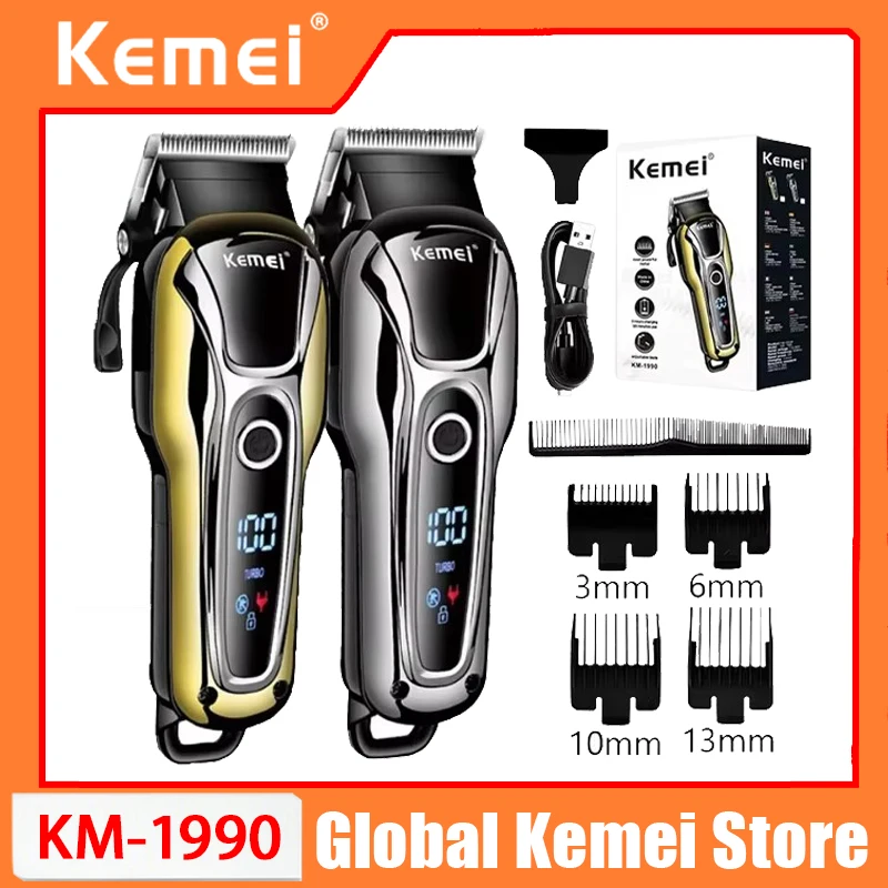 Kemei Professional Hair Clipper Rechargeable Trimmer Men Electric Cutter Hair Cutting Machine LCD Cordless Beard Trimmer KM-1990
Kemei Professional Hair Clipper Rechargeable Trimmer Men Electric Cutter Hair Cutting Machine LCD Cordless Beard Trimmer KM-1990
