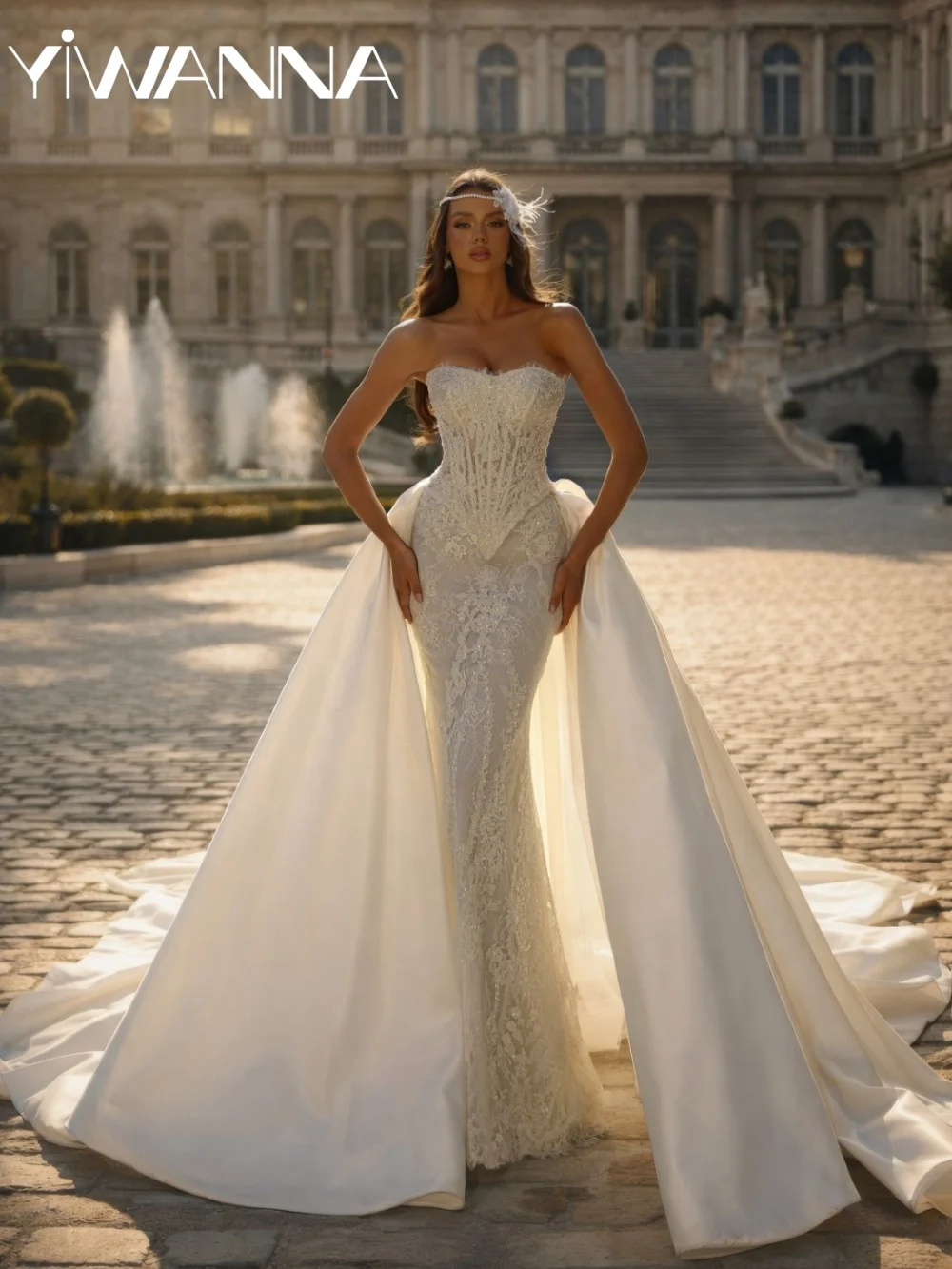 Captivating Beaded Corset Wedding Dress With Overskirt Dreamy Strapless Mermaid Bridal Gown Customized Long Dresses For Bride
Captivating Beaded Corset Wedding Dress With Overskirt Dreamy Strapless Mermaid Bridal Gown Customized Long Dresses For Bride