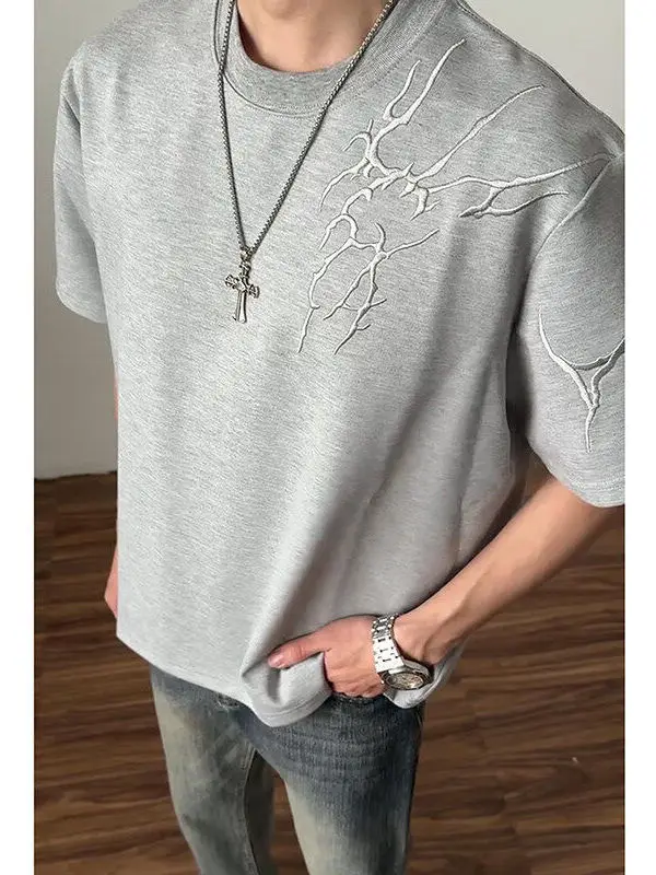 Мужская летняя футболка из чистого хлопка с вышивкой, плотная (320 г/м²), с рукавом до локтя
Мужская летняя футболка из чистого хлопка с вышивкой, плотная (320 г/м²), с рукавом до локтя