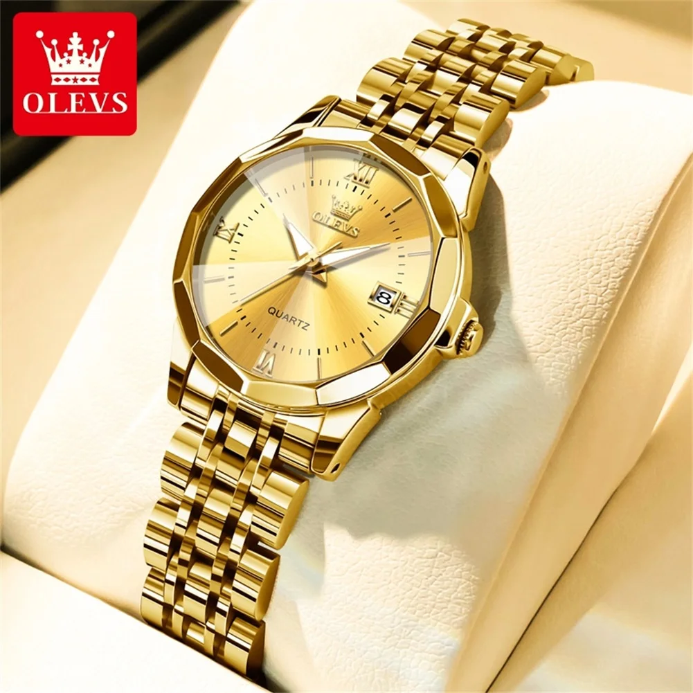 OLEVS 9989 Elegant Quartz Watch for Women Waterproof Calendar Luminous Original Luxury Golden Ladies Dress Wristwatch
OLEVS 9989 Elegant Quartz Watch for Women Waterproof Calendar Luminous Original Luxury Golden Ladies Dress Wristwatch