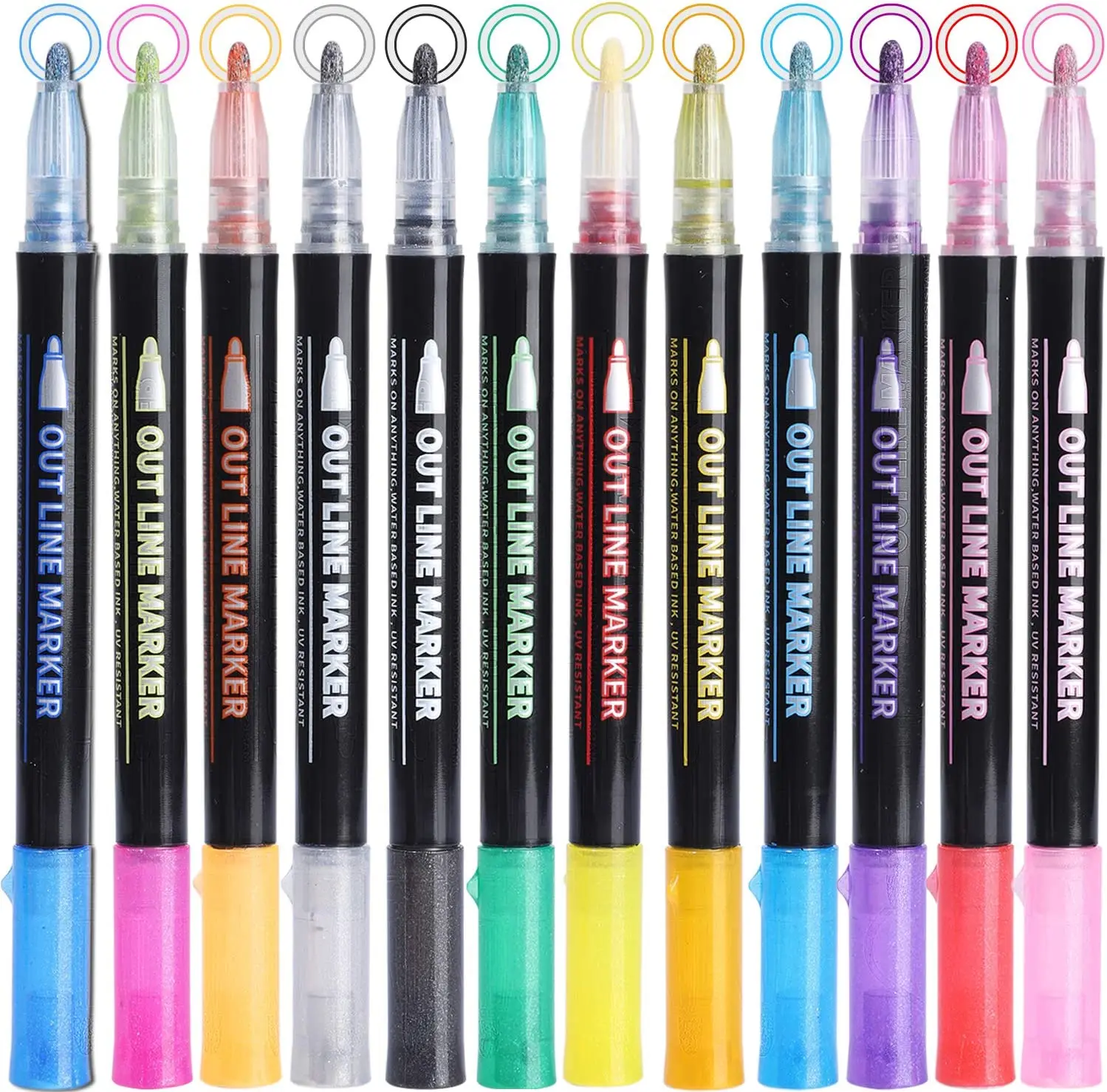36 Color Outline Metallic Markers Pens, Double Line Pen, Magic Glitter Drawing Pens for Cards, Craft, Poster, Painting, DIY Kit
36 Color Outline Metallic Markers Pens, Double Line Pen, Magic Glitter Drawing Pens for Cards, Craft, Poster, Painting, DIY Kit