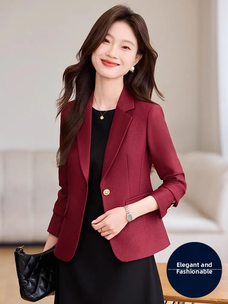 Red Wine Color Slim Fit Women's Suit Jacket Spring Autumn 2026 New Style High Quality Elegant Small Size Business Casual Top
Red Wine Color Slim Fit Women's Suit Jacket Spring Autumn 2026 New Style High Quality Elegant Small Size Business Casual Top