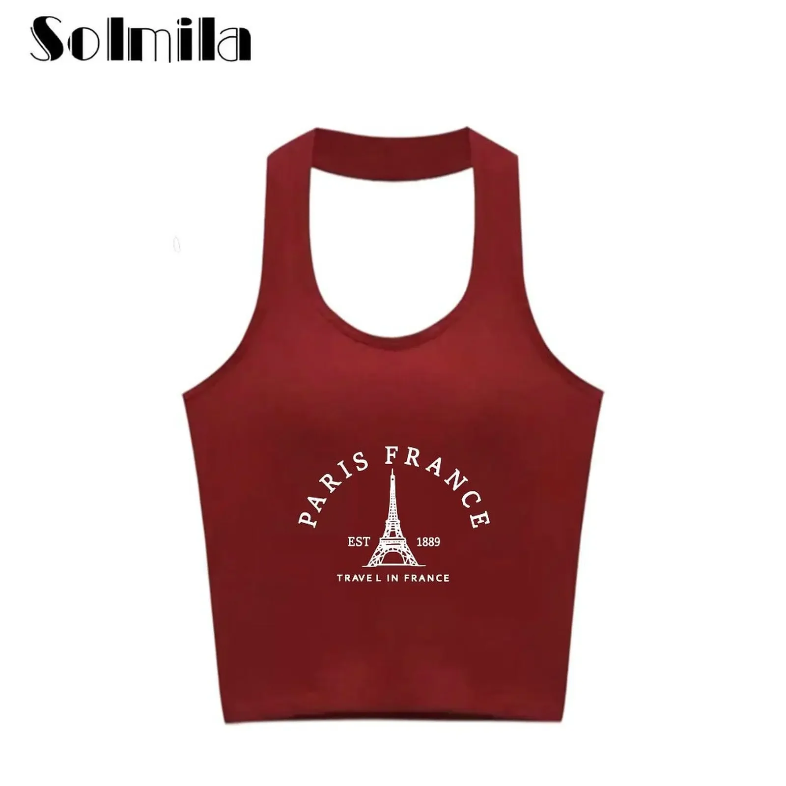 Women's Stylish Summer Tower Print Claret Sleeveless Halter Vests Fashion Casual Tops Fashionable Breathable Outings & Travel
Women's Stylish Summer Tower Print Claret Sleeveless Halter Vests Fashion Casual Tops Fashionable Breathable Outings & Travel